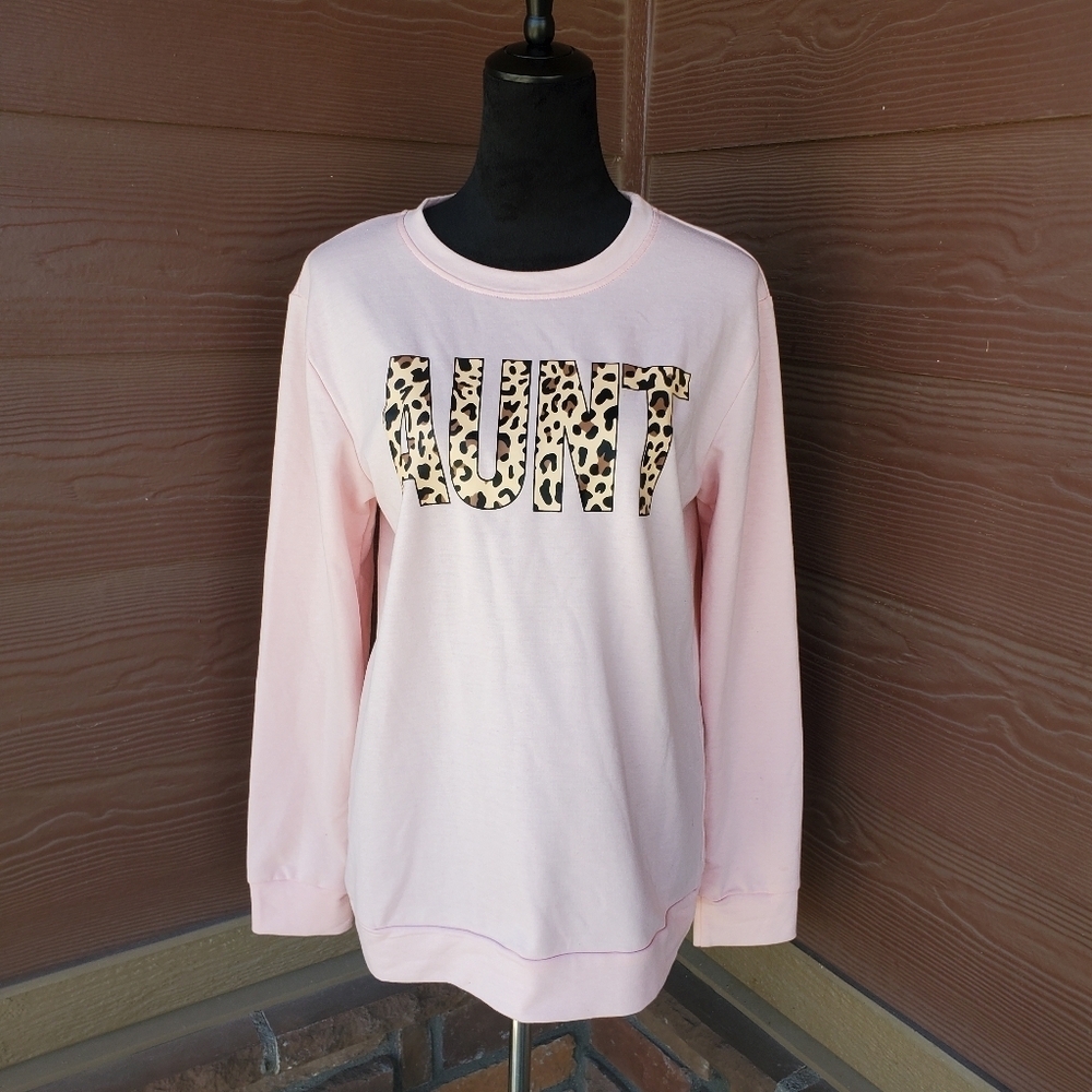 Boutique AUNT Light Pink Pullover Sweatshirt Women's Size Medium NWOT
